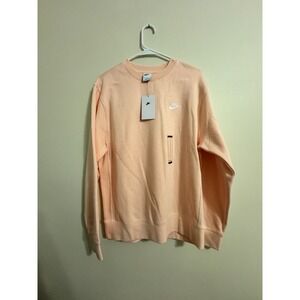 Nike Mens Club Fleece Crew Sweatshirt Peach Sz Small‎ BC2662-734